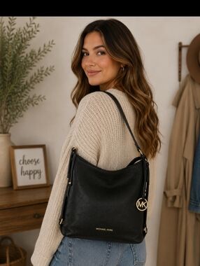 Michael Kors Black and Gold Shoulder Bag Includs Dust Bag